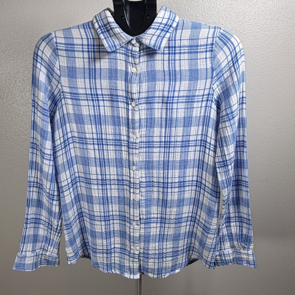 Orvis Women's Blue Plaid Flannel Shirt 100% Cotton, Button Down, Size Small